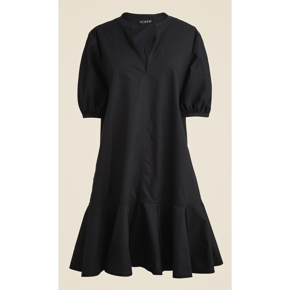 J.Crew Women's Cotton Poplin Delilah Short Sleeve Mini Dress - Black - XS‎